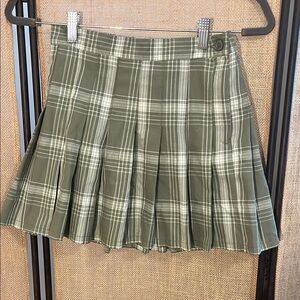 Aerie Green and White Skater Mini Skirt